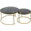 HUOLE Set di 2 Tavolini Gigogne, Rotondi Tavolo da Appoggio, Tavolini Gigogne, per Soggiorno, Sala da Pranzo, Camera, Balcone, 70 * 70 * 45 cm - Nero Oro