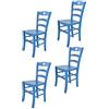 t m c s Tommychairs - Set 4 sedie modello Cuore per cucina bar e sala da pranzo, robusta struttura in legno di faggio verniciata in anilina blu e seduta in legno