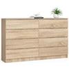 AKORD Cassettiera K 160 cm | 8 Cassetti | Moderna Mobiletto per il soggiorno Camera da letto Armadio Soggiorno Bagno | Salvaspazio | 160 x 99 x 40 cm | Rovere di Sonoma