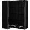 RELOVE Armadio in Tessuto, Guardaroba Portatile,Forma a L Armadio Pieghevole, Armadio Componibile ad Angolo, Acciaio, Tessuto, plasticaAppendiabiti, Pieghevole,169 * 129 * 87cm,Nero