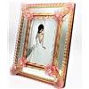 LE GEMME DI VENEZIA Portafoto Veneziano 10X15 Rosa Collezione Vetro di Murano Foglia Oro Made in Italy