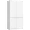 AKORD Armadio Guardaroba S90, 4 Ante, 4 Ripiani e Asta Appendiabiti, Mobile per Camera da Letto e Ufficio, Laminato, 90x51x180 cm, Bianco