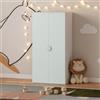 [en.casa] Armadio per Cameretta a 2 Ante con Barra Appendiabiti e Scomparto Mobile Guardaroba per Bambini con Ripiano a Misura di Bimbi 123 x 60 x 40 cm - Bianco/Menta Verde