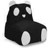Lumaland Pouf per bambini Panda Animal Design, per interni ed esterni, utilizzabile con gli amici della linea Animal, 75 x 65 x 65 cm [nero/bianco]
