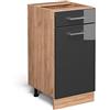 Vicco Mobiletto base per cucina R-Line, Antracite lucido, 40 cm senza piano di lavoro, per la libera combinazione all'interno di sistemi cucina modulari