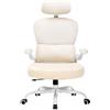 COMHOMA Sedia da ufficio ergonomica, con poggiatesta 3D e supporto lombare, design con gancio integrato, braccioli pieghevoli, cuscino imbottito, carico fino a 150 kg