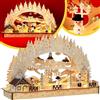 Monzana Arco Decorativo Natalizio Legno Luce LED Illuminazione Batteria Timer Villaggio Invernale 3D