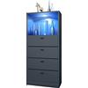 Vladon Cassettiera Pino V3, Credenza con 4 cassetti e 1 vano a Giorno, Antracite/Non definito con LED RGB (56 x 125 x 36 cm)