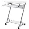 [en.casa] Scrivania per Computer con Ruote Tavolo Porta PC Mobile con Tastiera Scorrevole e Ripiano Postazione di Lavoro 60 x 40 x 75 cm - Bianco