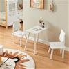 [en.casa] Set Mobili per Bambini Tavolo e 2 Sedie con Schienali Orsetto Arredo a Misura di Bimbi per Cameretta Area Gioco- Bianco