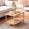 [en.casa] Tavolino da Divano (AxLxP) 43 x 70 x 44 cm Tavolino Basso con Gambe in Legno e 2 Piani d'Appoggio di Forma Rettangolare - Effetto Legno