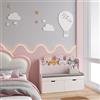 [en.casa] Scaffale a Panca Integrata per Cameretta Seduta per Bambini con Ripiani Porta Giochi Mobile Organizzatore Montessori con Cuscino e 2 Cassetti 100x45x70 cm - Rosa/Bianco