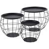 [en.casa] Set da 3 Tavolini a Forma di Cestello in 3 Altezze Diverse con Piano/Vassoio Rimovibile Portaoggetti Pratico Multiuso in Metallo