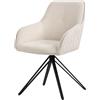 ML DESIGN modern living ML-Design Sedia da Sala da Pranzo Girevole a 360° in Tessuto di Tessitura Crema Sedie da Soggiorno con Braccioli e Schienale Poltrona da Cucina Imbottita Poltroncine con Gambe in Metallo Ergonomica