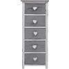 Rebecca Mobili Cassettiera per camera 5 cassetti, mobile bagno shabby, legno paulownia, bianco grigio - Misure: 84 x 35 x 27 cm (HxLxP) - Art. RE4307