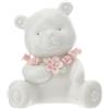 Hervit Statuina Orsetto in Porcellana con Fiori Rosa Idea bomboniera H11cm