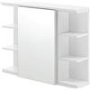 [en.casa] Armadietto da Muro per Bagno con Specchio e Ripiani Laterali Mobiletto Pensile a Parete 64x80x20 cm ad Anta e Vani Portaoggetti Chiusi Corridoio Lavanderia - Bianco