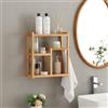 [en.casa] Scaffale da Parete per Bagno Cucina Mobile Portaoggetti da Muro con 4 Piani e Gancio Laterale Espositore Verticale 42 x 37 x 17 cm Bambù Naturale