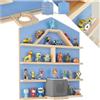 tectake® Scaffale da Parete Mylittle Story, 12 Ripiani in Legno Massiccio con Banda Magnetica, Parete MDF con Rivestimento Melammina, Angoli Arrotondati, Piedistallo Incluso - Blu