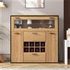 Lexiou Credenza, elegante armadietto per vino con doppie porte, scaffale in vetro e supporto per vino - Perfetta conservazione in un'elegante credenza.