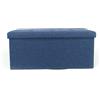 BIANCHERIAWEB Pouf Double Linen Rettangolare Contenitore Imbottito In Tinta Unita Colore Jeans Puff Salotto Pieghevole 76x34x34 cm