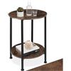tectake® Tavolino salotto Tondo 45x64cm, Tavolino da divano, 2 Ripiani, Salotto, Soggiorno, Camera per Libri, Foto, Laptop, Piante, Snack e Bevande, Arredamento Casa, Ufficio - Legno Industriale Scuro