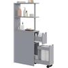 EUGAD Mobile Bagno Salvaspazio Stretto con 2 Cassetti, Grigio 19x45x113cm | Stretto e Alto; in Legno;per Bagno, Cucina e Soggiorno; Ripiano Aperto