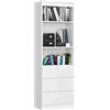 AKORD | Libreria per Ufficio CLP 60 cm | Mobile con 3 Cassetti 3 Ripiani | Porta Libri | Mobiletto Camera de Letto | Scaffale Soggiorno | Salvaspazio | Wit/Hoogglans Wit