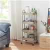 [en.casa] Carrello da Stoccaggio in Acciaio con 4 Contenitori Sovrapposti e Ruote Organizzatore Multiuso per Casa Ufficio Garage - Color Cammello