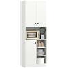 COSTWAY Credenza Alta per Cucina con 4 Ripiani Aperti, Mobile Cucina Dispensa con 2 Armadietti e 3 Ante, Armadio Cucina Porta Microonde, per Sala Pranzo, Soggiorno, 60 x 33 x 166 cm (Bianco)
