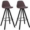 CLP Sgabelli set 2 moderni Corbin Square, imbottiti con schienale, struttura in faggio, poggiapiedi, cucina/bar di casa | Colore marrone Colore del telaio nero