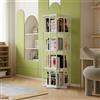 Ztexkee Libreria girevole Scaffale verticale a 4 ripiani Scaffale girevole a 360°, Libreria multifunzionale in metallo per soggiorno, camera da letto, studio, ufficio, bianco