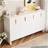 Rtopsu Mobile Contenitore Credenza, Madia Moderna Mobile da Cucina con 4 Ante e 2 Ripiani Regolabili, Mobile Dispensa Cucina Buffet per Soggiorno Sala da Pranzo, 140x80x38 cm, Bianco