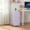 [en.casa] Cassettiera in Acciaio con Rotelle Mobile Archivio Schedario 69 x 28 x 41 cm Mobile da Ufficio con 5 Cassetti - Lilla