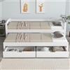 Moimhear Letto singolo e matrimoniale, letto scorrevole con ruote in basso, con 2 cassetti in MDF, struttura in legno massello, bianco (90x200cm/90x190cm)