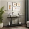 [en.casa] Tavolo a Consolle in Metallo Tavolo Alto e Stretto con 3 Ripiani Consolle Decorativo per Ingresso Corridoio 78 x 110 x 30 cm - Nero
