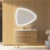Kiamami Valentina - Mobile Bagno Sospeso Curvo | Rovere Miele | 105CM con 2 Cassetti e Anta Laterale | Lavabo in Resina | Specchio a Goccia LED, Rovere Miele, 105CM, Quercia
