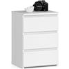 AKORD | Comodino CL-3 con 3 Cassetti | per il soggiorno, la camera da letto, il guardaroba, l'ufficio e lo studio | Design moderno e funzionale | 35 x 40 x 57 cm, 26 kg | Blanc