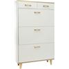Dofanqing Scarpiera 3 ante a battente (2 strati) 2 cassetti 80 x 24 x 135 cm, bianco caldo per corridoio, soggiorno