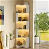 MOBETTRES Libreria angolare multifunzione, libreria a forma di L, barra luminosa cambia colore L-E-D, telecomando/controllo app, spazio di archiviazione a cinque strati (bianco, 63,5 x 45 x 175 cm)