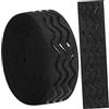 Housoutil Fascia Elastica Piatta Nera in Nylon e Spandex 20mm Grip in Silicone Ondulato per Cucito e Organizzazione, Rotolo da 5 Metri Confortevole