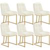 WOLTU Set di 6 Sedie da Cucina Moderne, Sedie per Sala da Pranzo | Con Schienale, senza Braccioli, Gambe in Metallo Dorato, in Velluto, Crema
