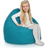 Italpouf Poltrona Sacco L Bambini, Interno ed Esterno, Riempimento Perle Polistirolo, Sfoderabile, Impermeabile, Certificato, Blu, 90x77 cm