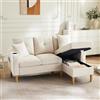 BENMWS Divano moderno a forma di L, 3 posti, con chaise longue, portabevande, vano portaoggetti incluso, 2 cuscini, per soggiorno, ufficio, appartamento (beige)