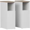 Vicco Comodino Enton, Bianco/Sonoma, Set di 2, adatto come superficie d'appoggio accanto al letto