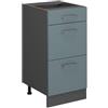 Vicco Mobiletto base per cucina R-Line, Grigio-blu, 40 cm con cassetti, senza piano di lavoro, per la libera combinazione all'interno di sistemi cucina modulari