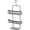 Inbagno Mensola Doccia con Gancio e Ventose, in Acciaio, 2 Ripiani in bambù L 26 x p 10 x H 55 cm, Include Kit Fissaggio, Linea Haiti