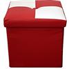 Rebecca Mobili Pouf ecopelle, Puff, puffo contenitore, pouff poggiapiedi, sgabello quadrato bianco rosso, soggiorno camera living - Misure 30 x 30 x 30 cm (HxLxP) - Art. RE4259