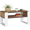 AKORD | Tavolino da Salotto in Legno - DOMI | Tavolo da Caffè con gambe un Ripiano | Coffee Table | Tavolini Basso Moderno | Arredamento Casa | 92 x 45 x 53 cm | Rovere Craft & Bianco Frontale