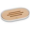Inbagno Portasapone Bianco da appoggio, ABS e Legno bambù, Linea Surf